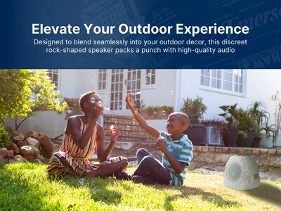 Emerson Bluetooth Outdoor Rock Speaker with Solar Charging, Waterproof, Light Gray (ERS-1002)