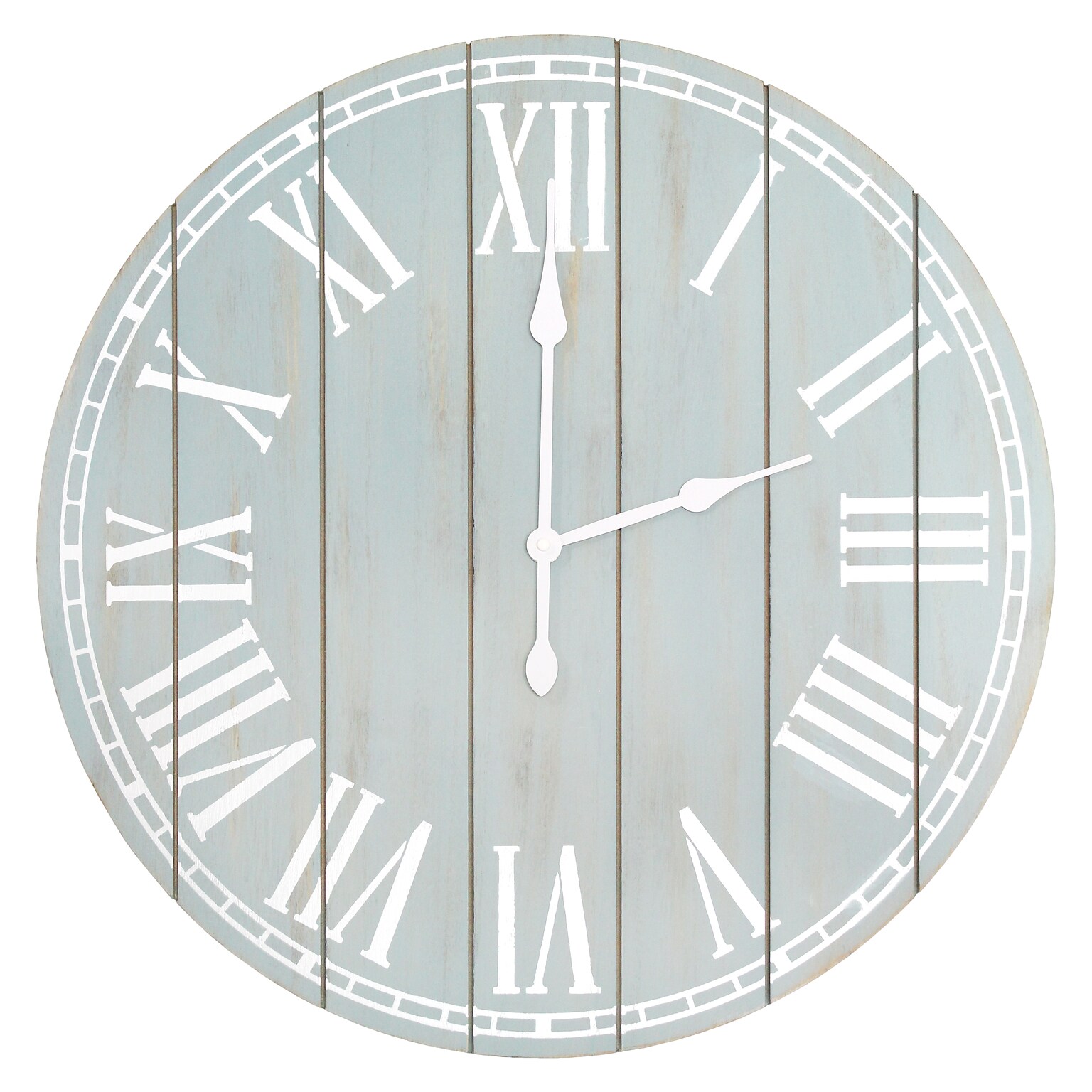 Elegant Designs Wood Plank 23 Large Rustic Coastal Wall Clock, Light Blue Wash (HG2003-LBW)