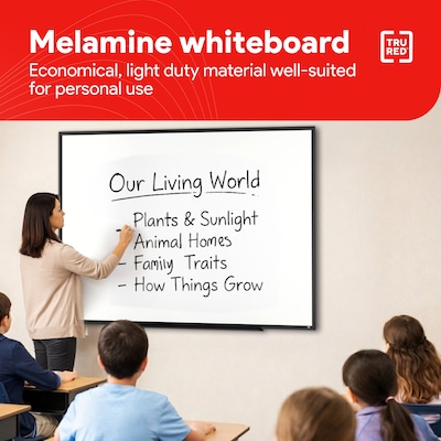TRU RED™ Melamine Dry Erase Board, Black Frame, 4' x 3' (TR59363)