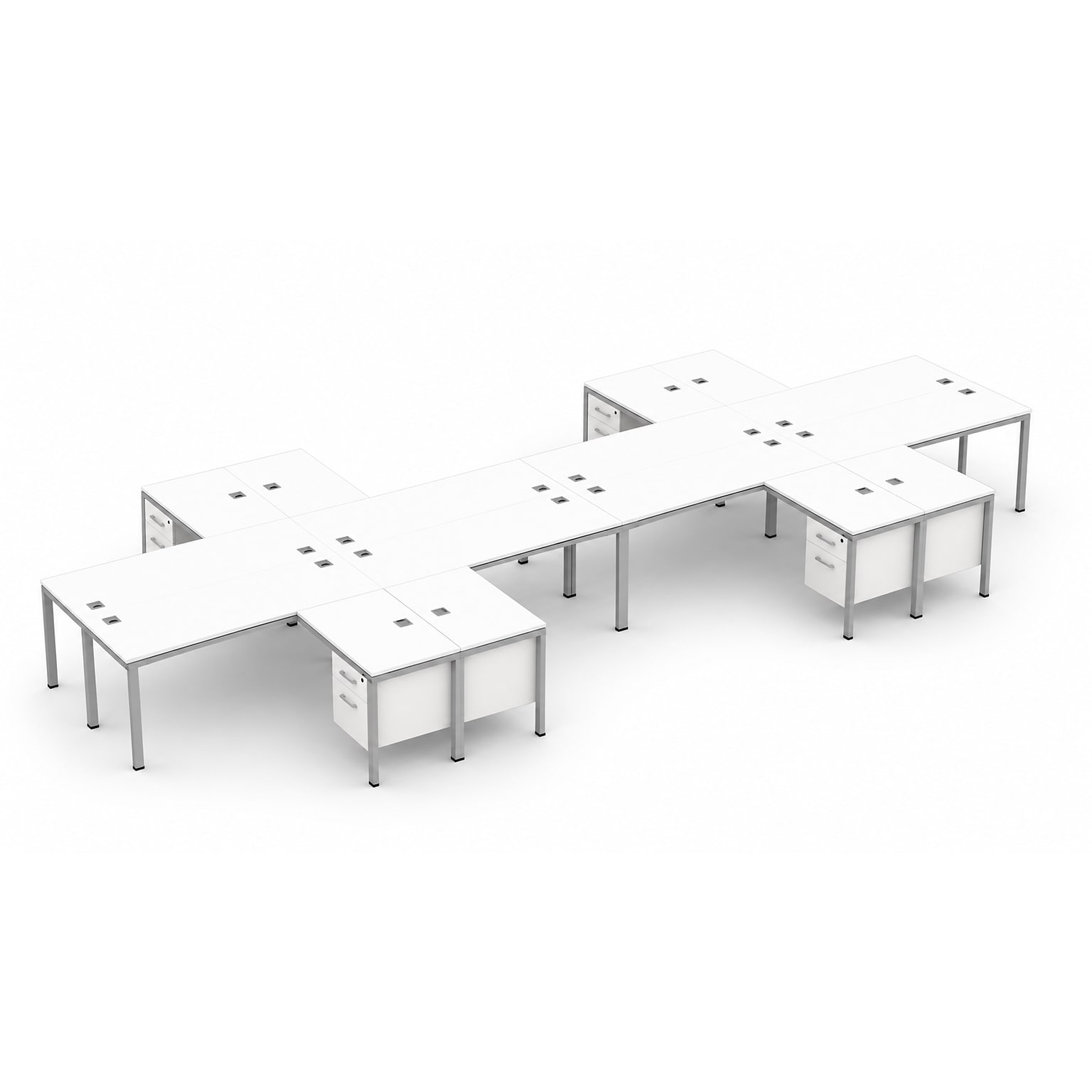 Boss Office Products Simple System 60W L-Shaped Desk, White, 8/Set (SGSD028-201-WT)