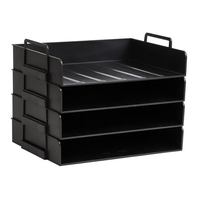 Mind Reader 4-Compartment Stackable Plastic Desk Tray, Black (DANSTACK4-BLK)