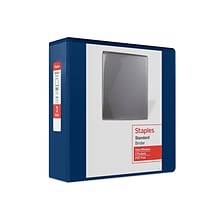 Staples® Standard 3 3 Ring View Binder with D-Rings, Blue (26451-CC)