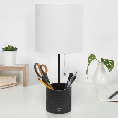 Creekwood Home 18.5" LED Table Lamp with USB Port, Black (CWT-1007-BK)