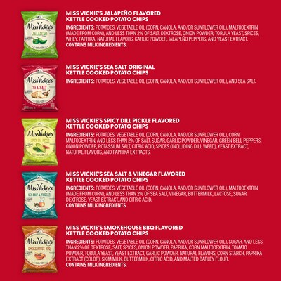 Miss Vickie's Kettle Cooked Variety Potato Chips, 30 Bags/Pack (295-00010)