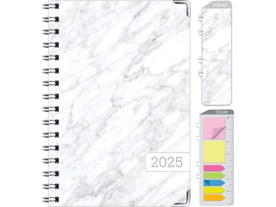 2025 Global Printed Products 5.5" x 8" Calendar Year Weekly & Monthly Planner, Paperboard Cover, White/Gray (SPLS25-58-04)
