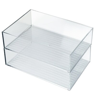 Azar Large Stackable Plastic Storage Bin, 2.5" x 8.62"x 6.5", Clear, 4/Pack (556735-4PK)