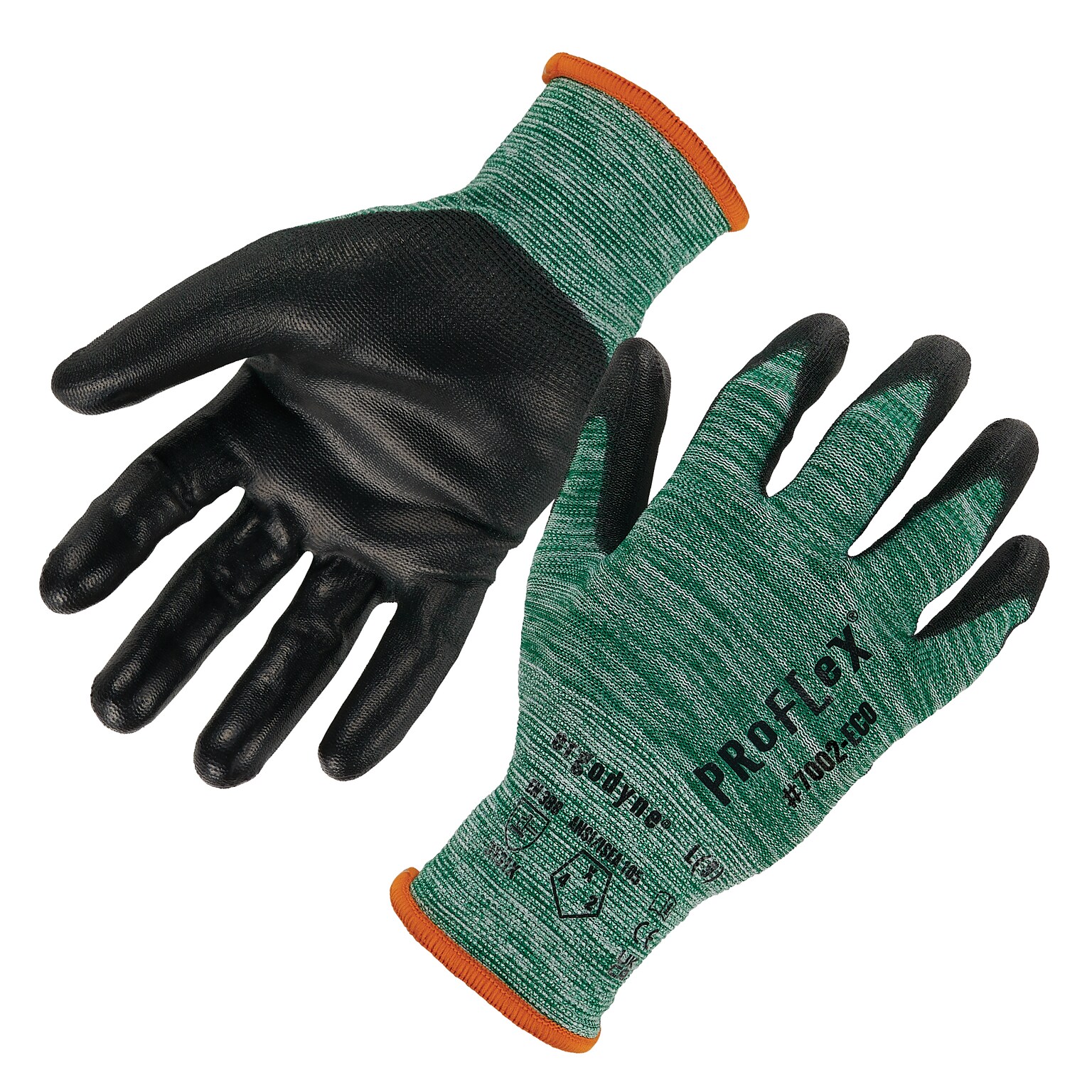 Ergodyne ProFlex 7002-ECO Recycled PU Coated Gloves, 15 Gauge, Green, Small (10562)