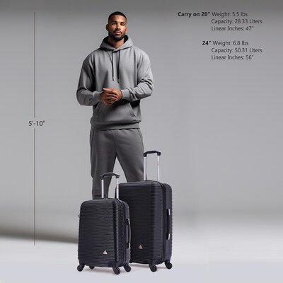 InUSA Royal 2-Piece Hardside Spinner Luggage Set, TSA Checkpoint Friendly, Black (IUROY0SM-BLK)