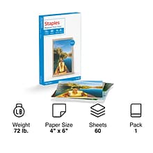 Staples® Premium Photo Paper, 4 x 6, Glossy, 60/Pack (19898-CC)