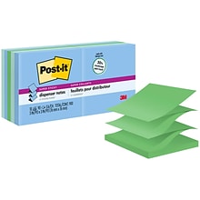 Post-it Recycled Super Sticky Pop-up Notes, 3 x 3, Oasis Collection, 90 Sheet/Pad, 10 Pads/Pack (R