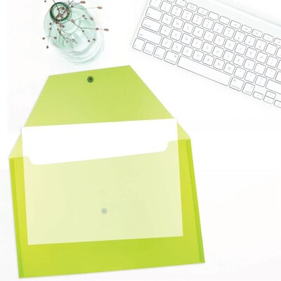 JAM Paper Premium Plastic Document File, 1 Pocket, Legal, Lime Green, 3/Pack (219S0lix3)