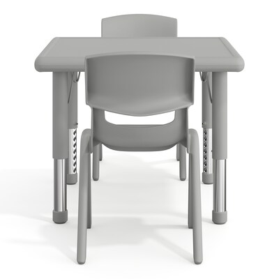 Flash Furniture Emmy Square Activity Table Set, 24" x 24", Height Adjustable, Soft Gray (YCX232SQRTBSGYR)