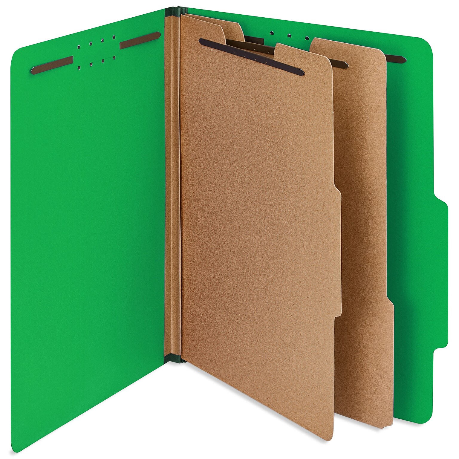 Staples 100% Recycled Heavy Duty Classification Folder, 2-Dividers, 2 Expansion, Letter Size, Green, 10/Box (ST62561)