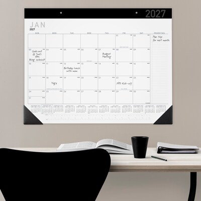 2027 AT-A-GLANCE Contemporary 21.75" x 17" Monthly Desk Pad Calendar, White/Black (SK24X-00-27)