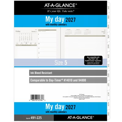 2027 AT-A-GLANCE 11" x 8.5" Daily & Monthly Planner Refill Pages, White/Brown (491-225-27)