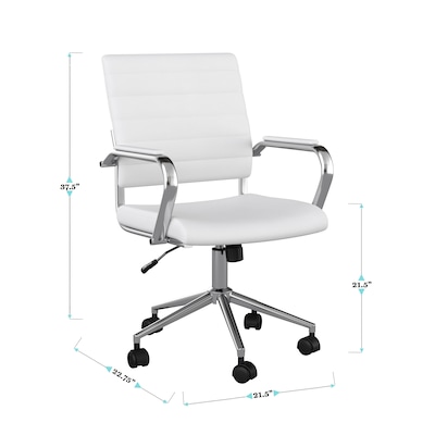 Martha Stewart Piper Faux Leather Swivel Executive Chair, White/Polished Nickel (CH2209212WH)