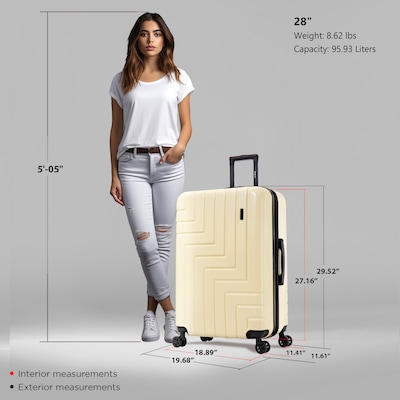 DUKAP Zahav 28.52" Hardside Suitcase, 4-Wheeled Spinner, TSA Checkpoint Friendly, Sand (DKZAH00L-SAN)