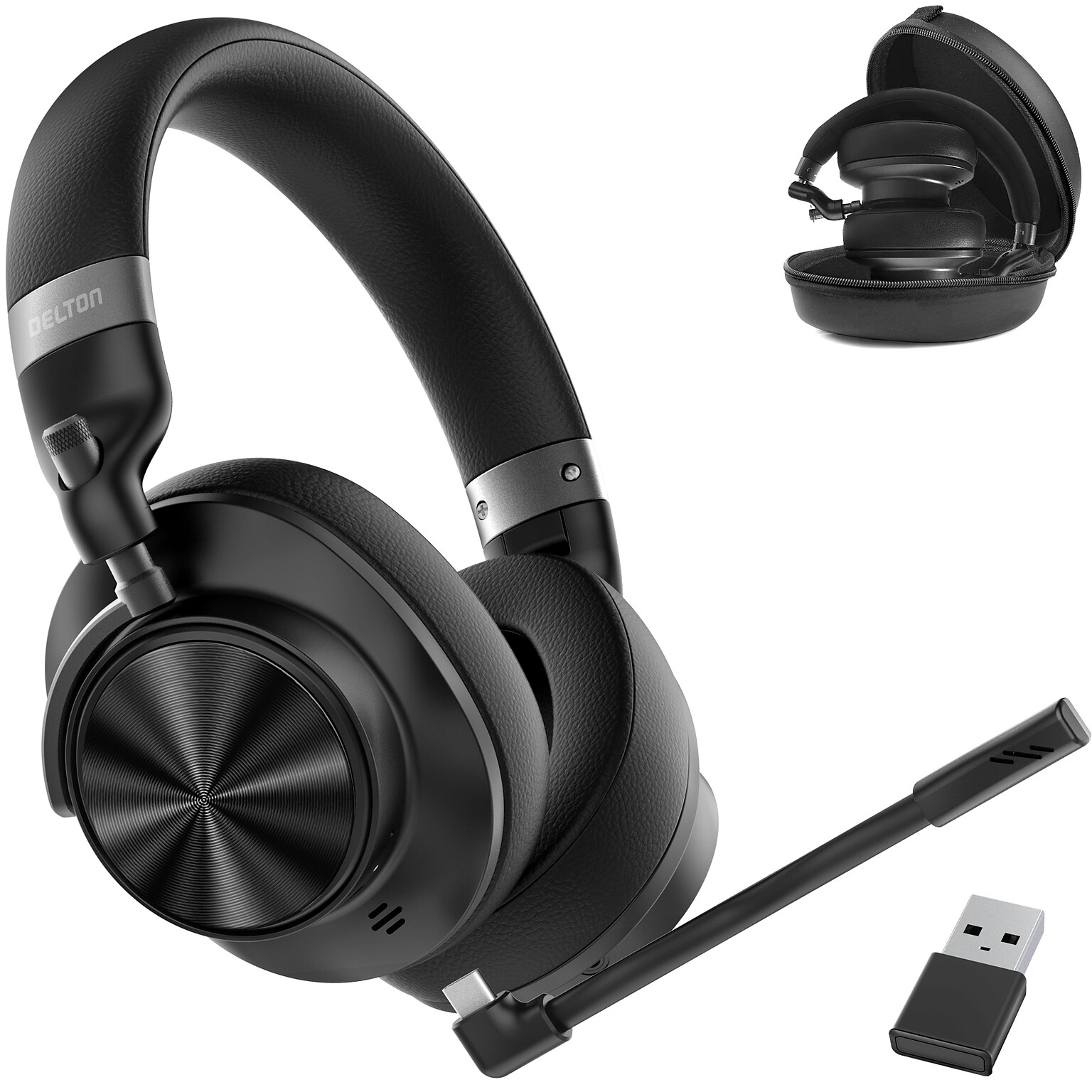 Delton M320 Wireless Active Noise Cancelling Bluetooth Stereo Business Computer Headset, Black (DBHM320D)