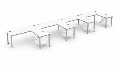 Boss Office Products Simple System 66W L-Shaped Desk, White, 4/Set (SGSD012-202-WT)