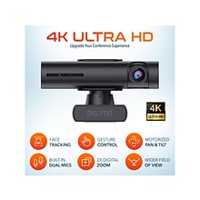 Delton AIC60 UHD 4K Face Tracking and Gesture Controls Webcam, 8.3 Megapixels, Black, (DCAIC60)