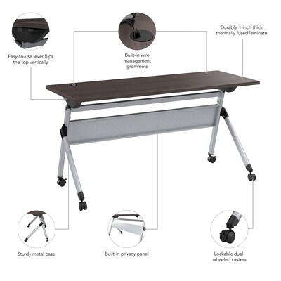Bush Business Furniture Envision 60"W Foldable Training Room Table, Storm Gray (NVW160SGK)