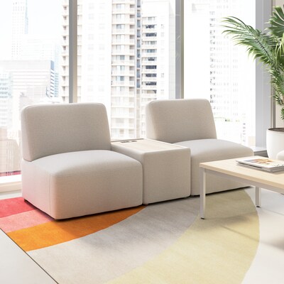 Bush Business Furniture Assemble 2 Seater Sectional with Power/USB, Oat Fabric (ASM001OTF)