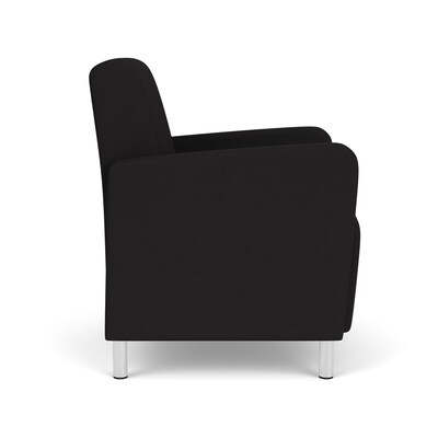 Lesro Ravenna Fabric Guest Chair, Open House Black/Brushed Steel (RV1101.FBS-01OHBK)