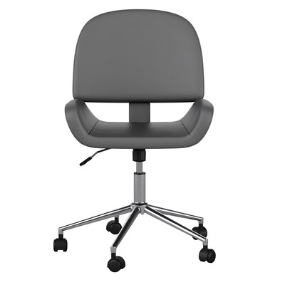 Martha Stewart Tyla Armless Faux Leather Swivel Office Chair, Gray/Polished Nickel (CH2209215GY)