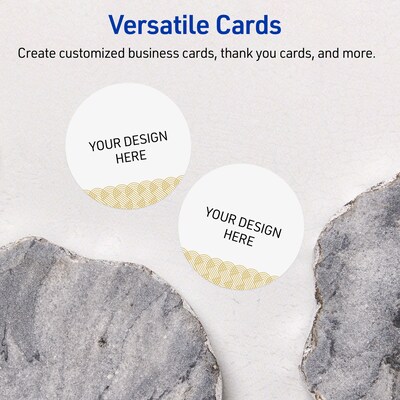 Avery Gold Lace Trim Pattern Matte Blank Card, White, 120/Pack (S00-EWY)