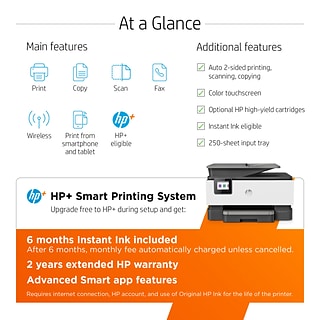 HP OfficeJet Pro 9015e Wireless Color All-In-One Inkjet Printer (1G5L3A) 6  months FREE INK with HP+