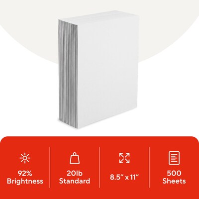 Staples 30% Recycled 8.5 x 11 Copy Paper, 20 lbs., 92 Brightness, 500/Ream (112350/1542)