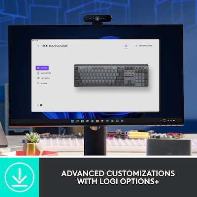 Logitech MX Mechanical Tactile Quiet Wireless Ergonomic Keyboard, Graphite (920-010547)