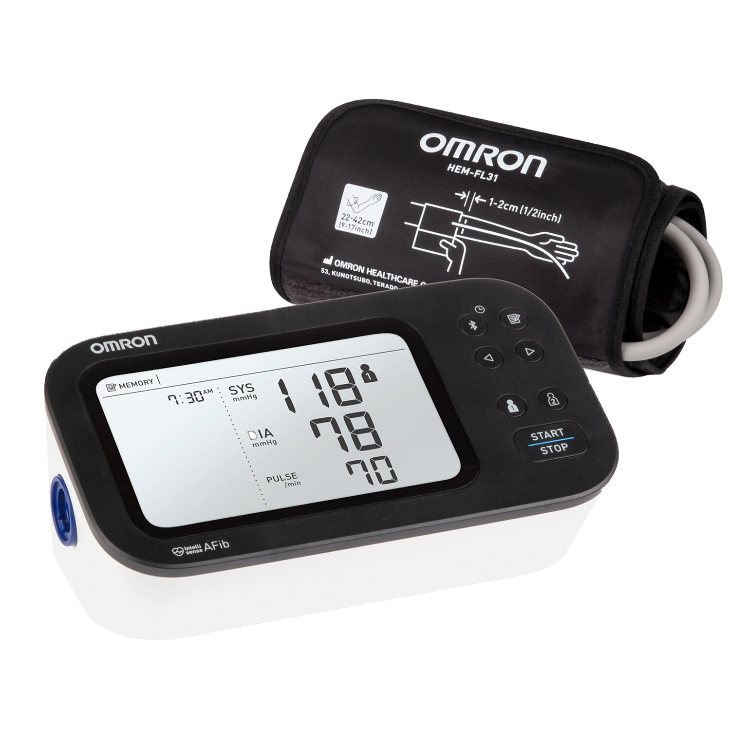 Omron 7 Series Bluetooth Upper Arm Blood Pressure Monitor, Black/White (BP7360)