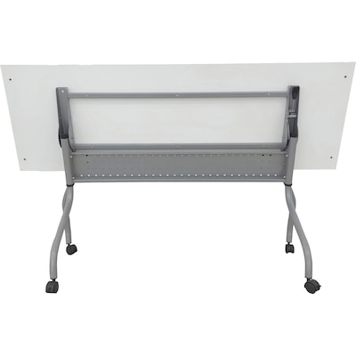 Lorell 72"W x 23.6"D Foldable Flip Top Training Table, Melamine, With Wheels, White (LLR60743)