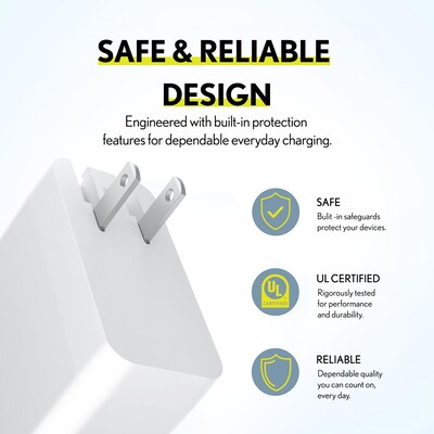 Overtime W49 100W USB-C Fast Wall Charger for Laptops and Phones with GaN 3 Technology, White (OCW49WH)