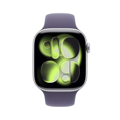 Apple Watch Series 11 GPS Smartwatch, 46mm, Silver Aluminum Case with Purple Fog Sport Band, Medium/Large (MEVA4LW/A)