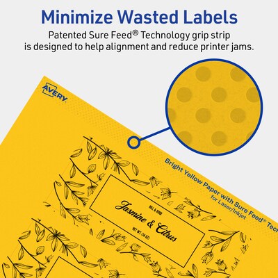Avery Laser/Inkjet Rectangle Multipurpose Labels, 2" x 5", Bright Yellow, 320/Box (94241)