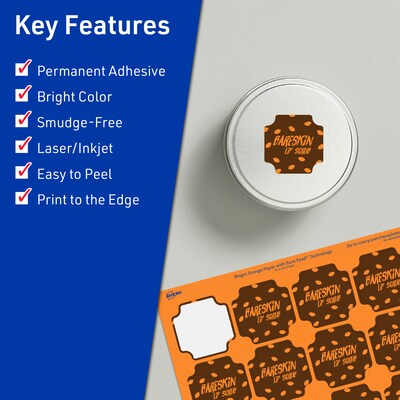Avery Decorative Edge Multipurpose Labels, 1-5/8 x 1-5/8, Bright Orange, 200/Pack (94110)