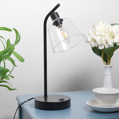 Simple Designs Sleek Essentials LED Desk Lamp, 15.75", with USB Ports, Black (LD1074-BLK)