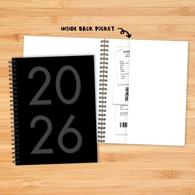 2026 Willow Creek 6.5" x 8.5" Weekly & Monthly Planner, Paperboard Cover, Black (56646)