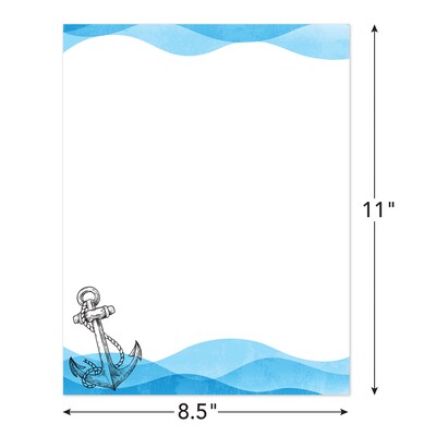 Great Papers Ocean Nautical Anchor Everyday Letterhead, Multicolored, 50 Sheets/Pack (2025015)