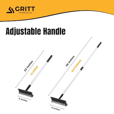 Gritt Commercial Telescoping 8' Window Squeegee & Washer, Black/Silver (GRI185-8-39-EA)
