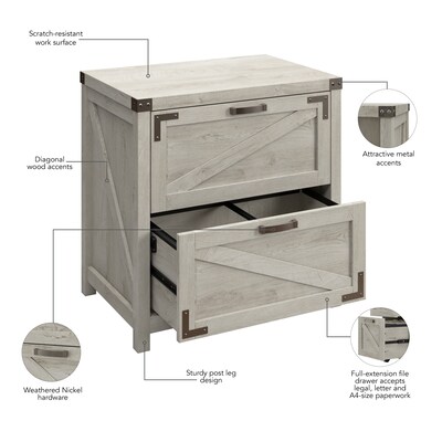 Bush Furniture Knoxville 2-Drawer Lateral File Cabinet, Cottage White (CGF129CWH-03)