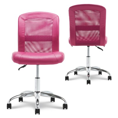 Serta Essentials Armless Ergonomic Bonded Leather/Mesh Swivel Task Chair, Pink (48740E)