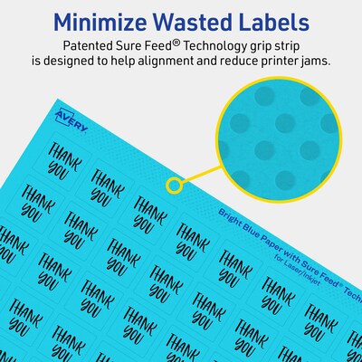 Avery Laser/Inkjet Multipurpose Square Labels, 0.75" x 0.75", Bright Blue, 3200/Pack (94102)