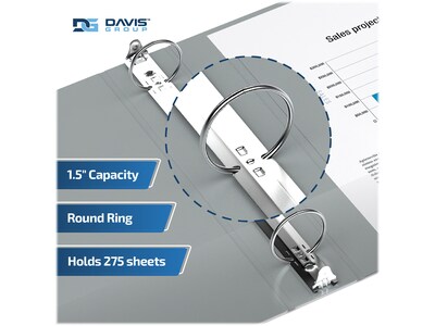 Davis Group Premium Economy 1 1/2" 3-Ring Non-View Binders, Gray, 6/Pack (2312-07-06)