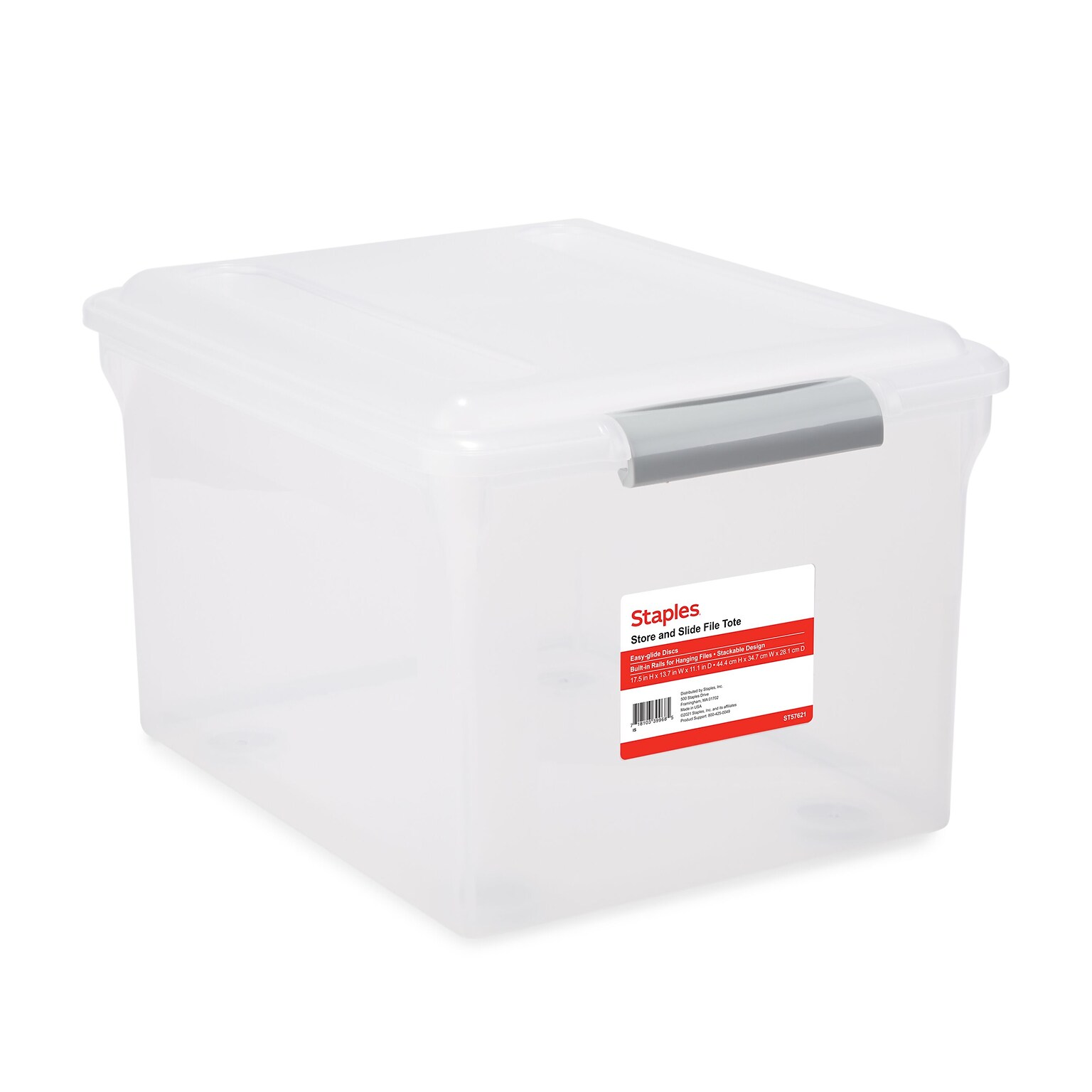 Staples Store & Slide Plastic File Box Latching, Letter/Legal Size, Clear (140167/139997)