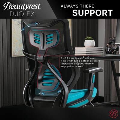 Beautyrest Duo-EX Ergonomic Mesh Swivel Computer Chair, Teal (60051-TEL)