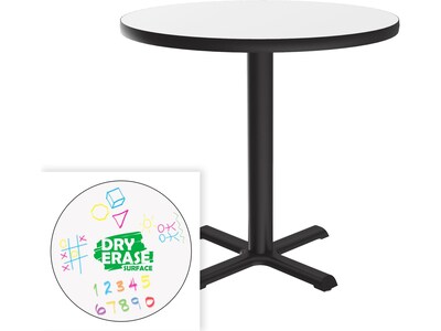 Correll 24" Round Dry-Erase Markerboard Cafe Table, Frosty White/Black (BXT24DER-80)