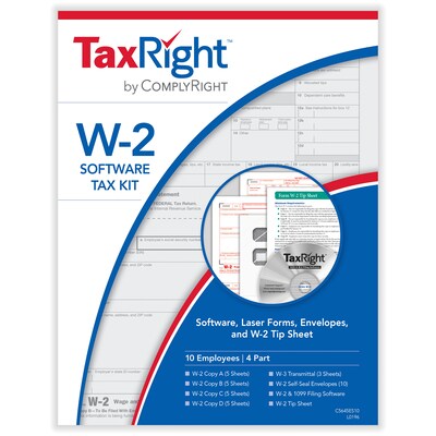 ComplyRight TaxRight 2024 W-2 Tax Form Tax Forms, Envelopes, TipSheet & Software, 4-Part, 10/Pack (S